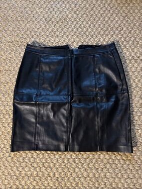 Black Faux Leather Panel Mini Skirt - Women